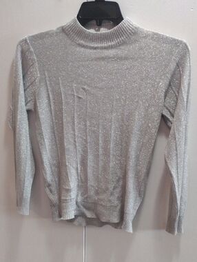 Chori Japanese Vintage Silver Sparkle Crew Neck Sweater - Silver Small